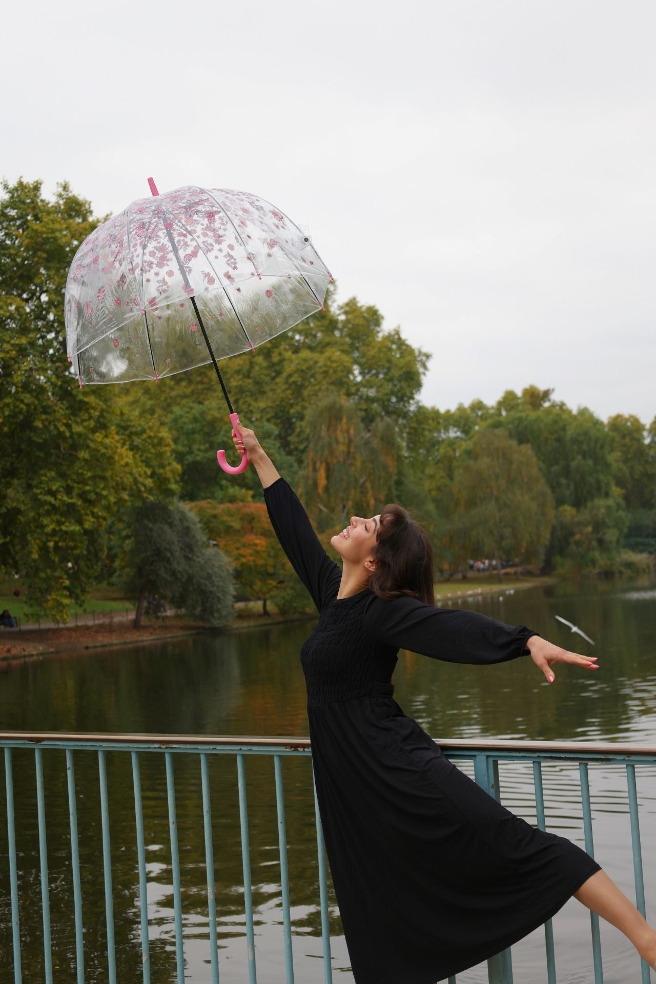 Fulton Birdcage 2 Hippie Scatter Print Umbrella, 92 x 11 x 4 cm, 540 g, transparent, Schirmdurchmesser: approx. 84 cm, birdcage 2 Fulton Birdcage 2 Hippie Scatter Print Umbrella, 92 x 11 x 4 cm, 540 g, transparent, Schirmdurchmesser: approx. 84 cm, birdcage 2