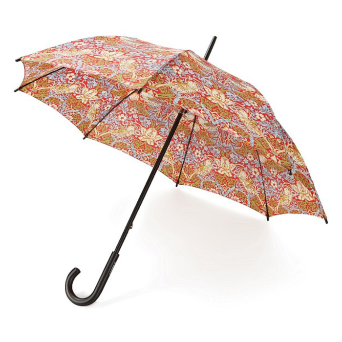 Morris & Co. Kensington UV Strawberry Thief Crimson  - Available from Fulton Umbrellas